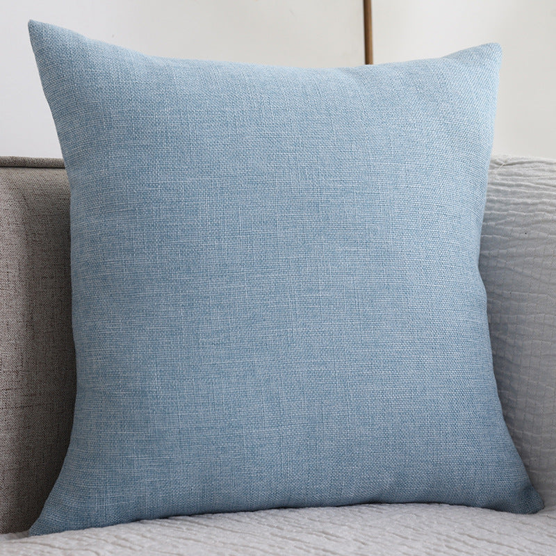 Thick cotton linen throw pillow on sofa