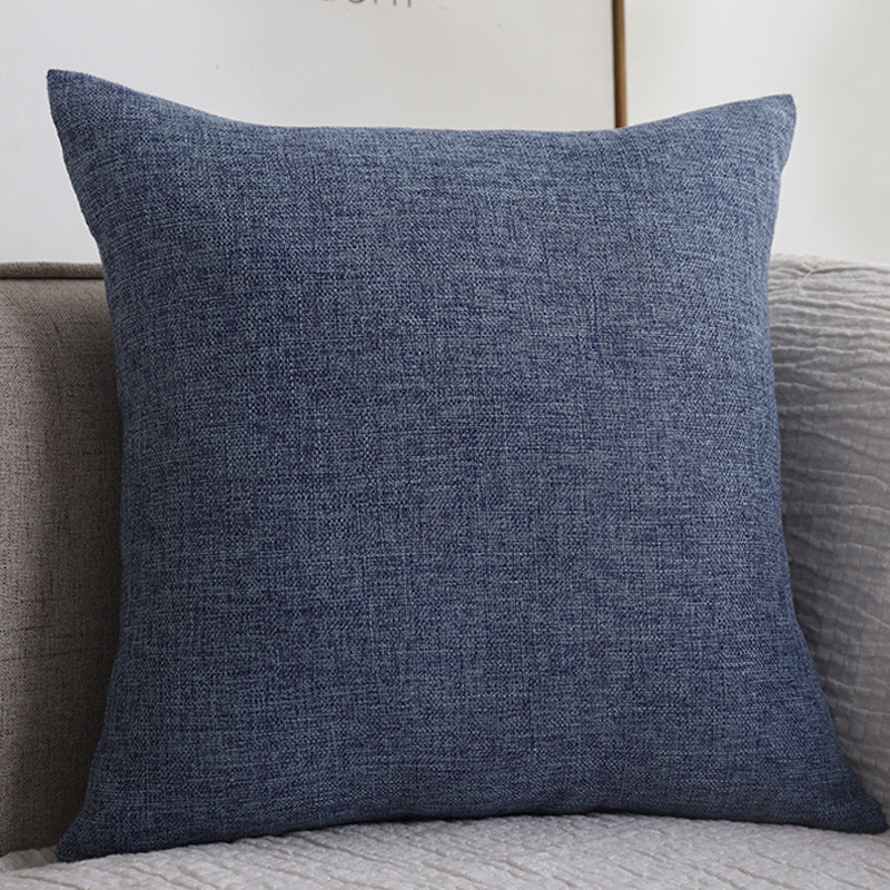 Thick cotton linen throw pillow on sofa