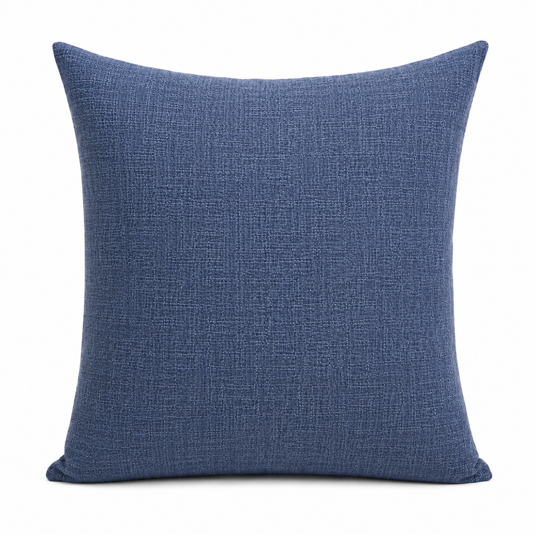 Blue textured pillow on a white background