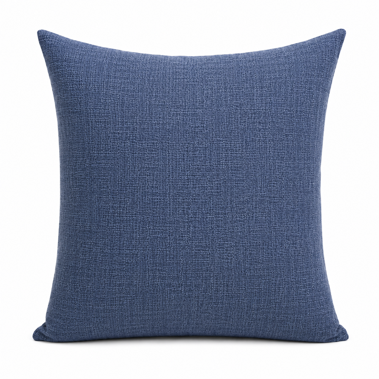 Blue textured pillow on a white background