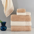 Soft cotton towel set in beige and brown colors