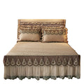 Quilted lace bed skirt on modern bed
