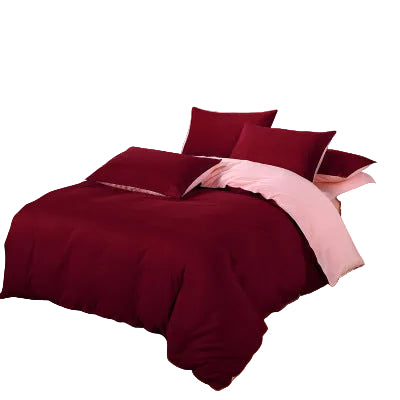 Soft 4-piece polyester bedding set on modern bed