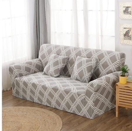 Elastic stretch sofa cover on modern couch