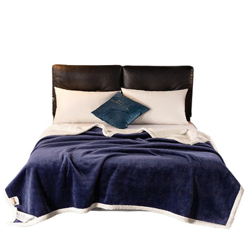 Ultra thick flannel fleece blanket on sofa