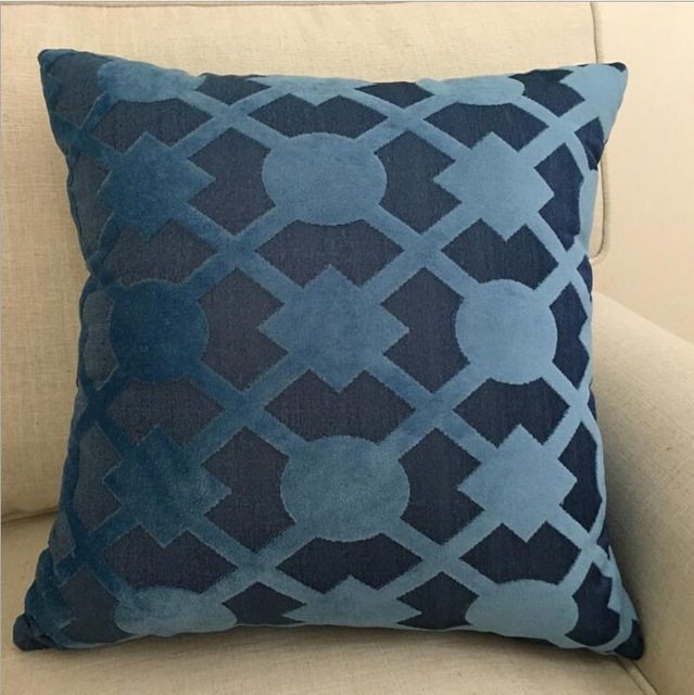 Soft velvet flannel pillow cover on sofa