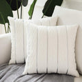 Luxury velvet striped pillow cover on sofa